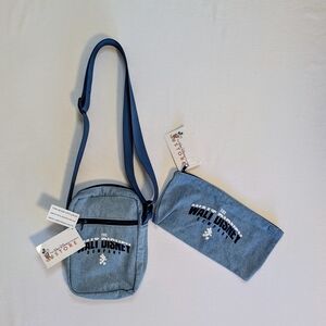 The Walt Disney Company Store Exclusive Denim Crossbody Bag and Pouch Set | NWT